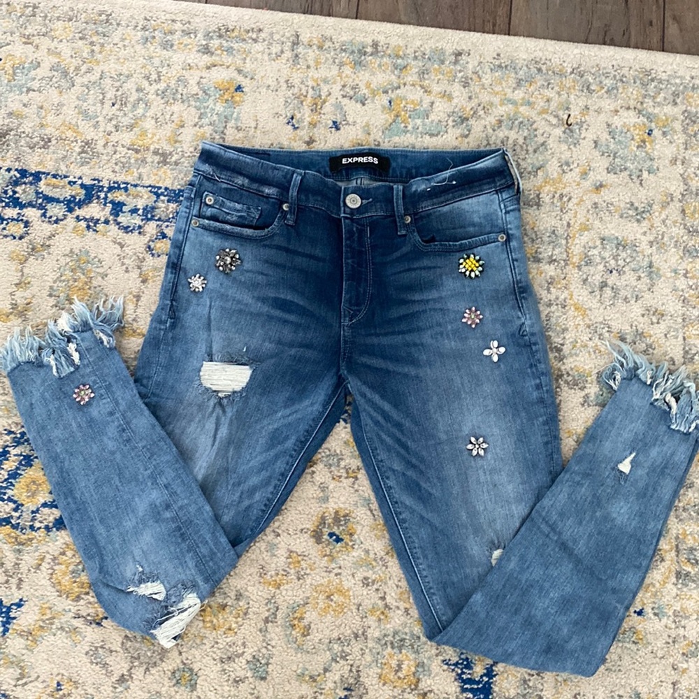 Express performance+ Jean legging with gorgeous beading